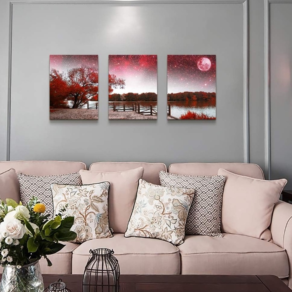 Mountain Landscape Abstract Painting Canvas Wall Art. 
Size 12x16inches*3pcs - Picture 4 of 8